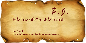Pászkán Jácint névjegykártya